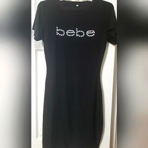 Bebe Black Rhinestone Logo Dress